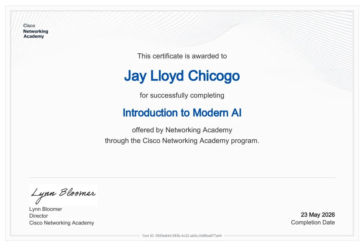 Introduction to Modern AI certificate