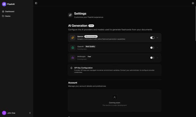 FlashAI LLM Configuration Settings